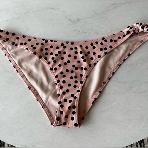 Topshop Polkadot Low Rise Bikini Bottom Pink and Black Size 12 Large - Picture 2 of 6